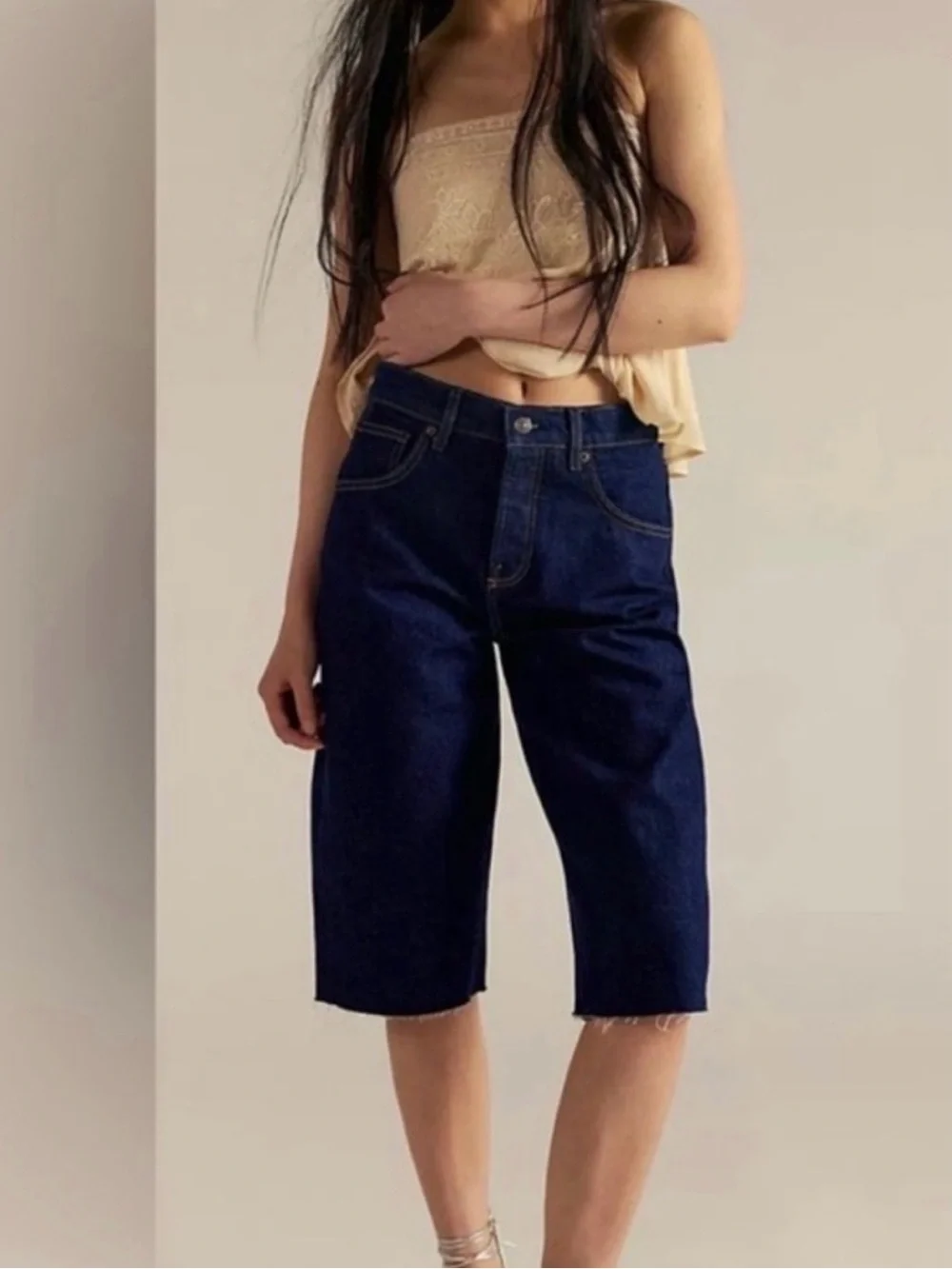 NWT Free People We The Free Jam Session Relaxed Capri Jeans Size 25 Dark Wash
